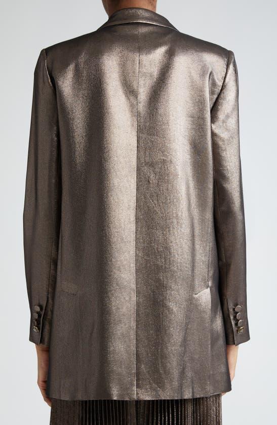 MAX MARA Edro Metallic Silk Blazer Jacket In Bronze Product Image