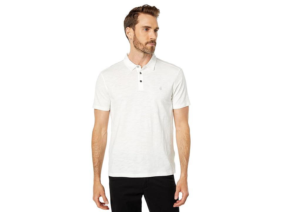 John Varvatos Victor Short Sleeve Slub Cotton Polo w/ Peace Sign Embroidery K5787Y2 (Salt) Men's Clothing Product Image