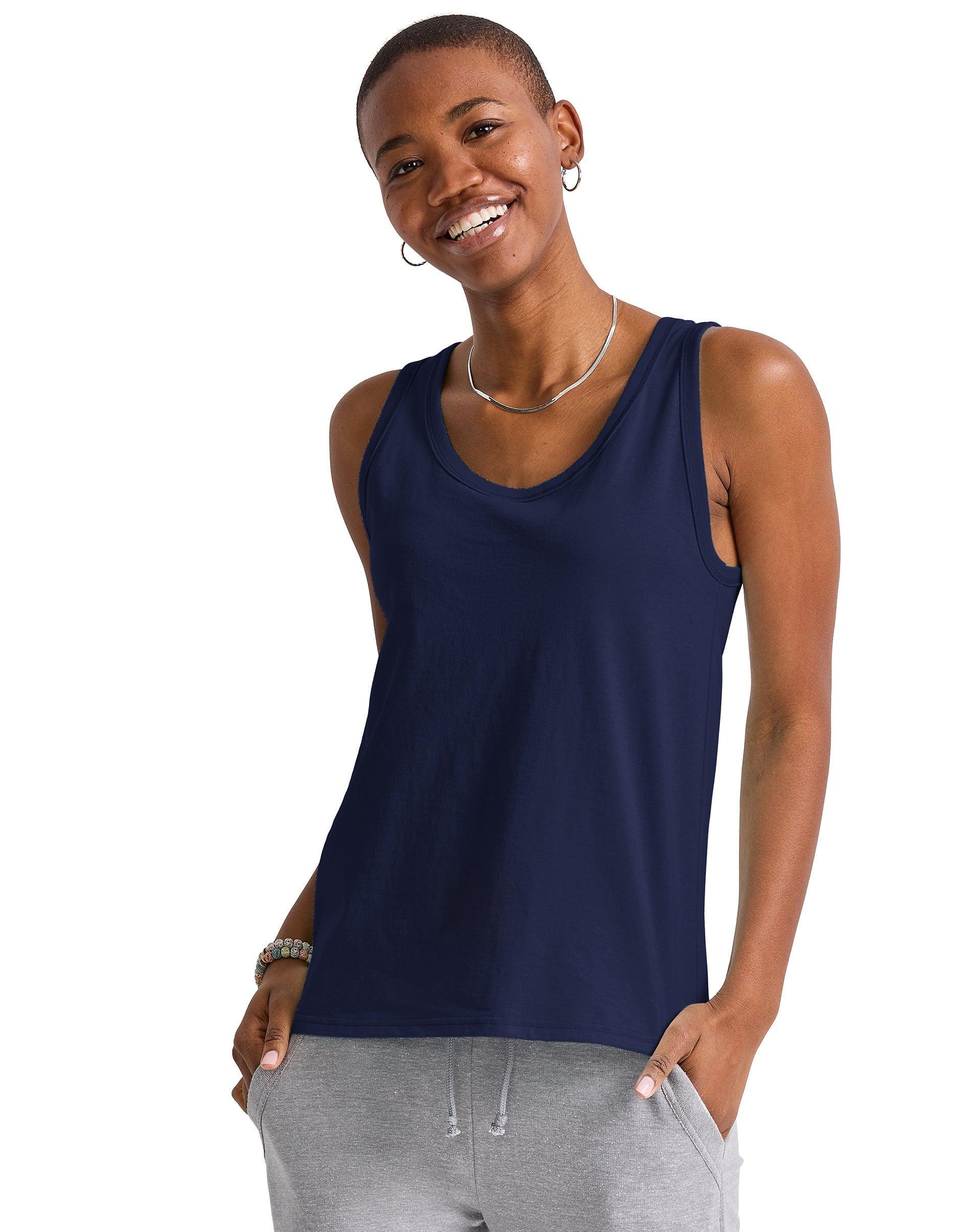 Hanes Essentials Womens Cotton Tank Black M Product Image