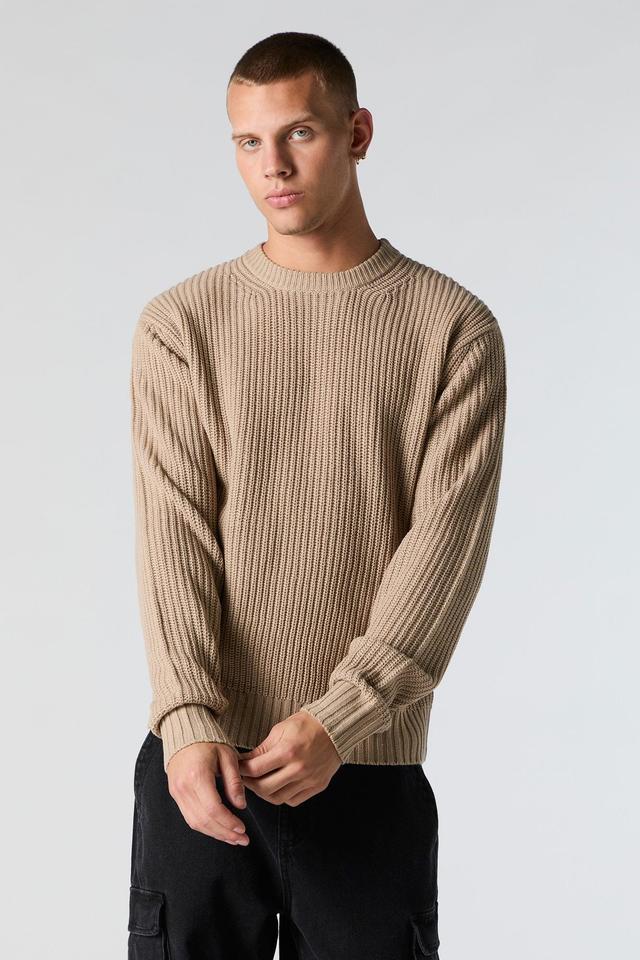 Ribbed Knit Crewneck Sweater Male Product Image