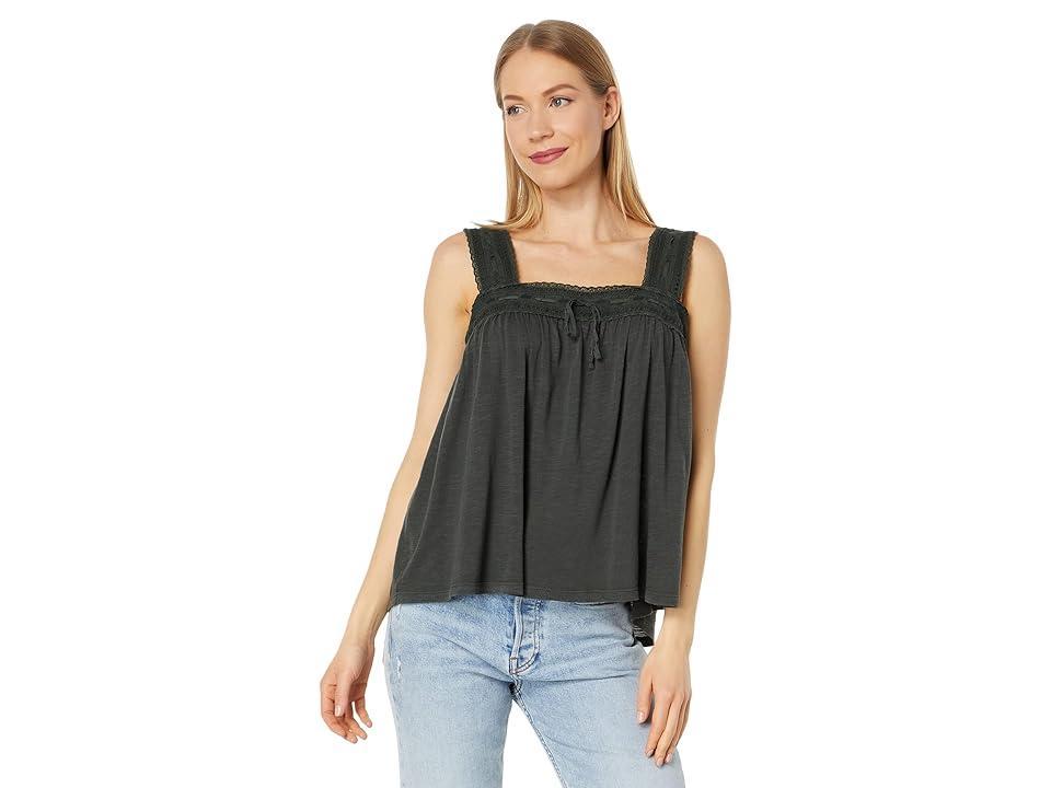 Lucky Brand Square Neck Lace Tank (Raven) Women's Clothing Product Image