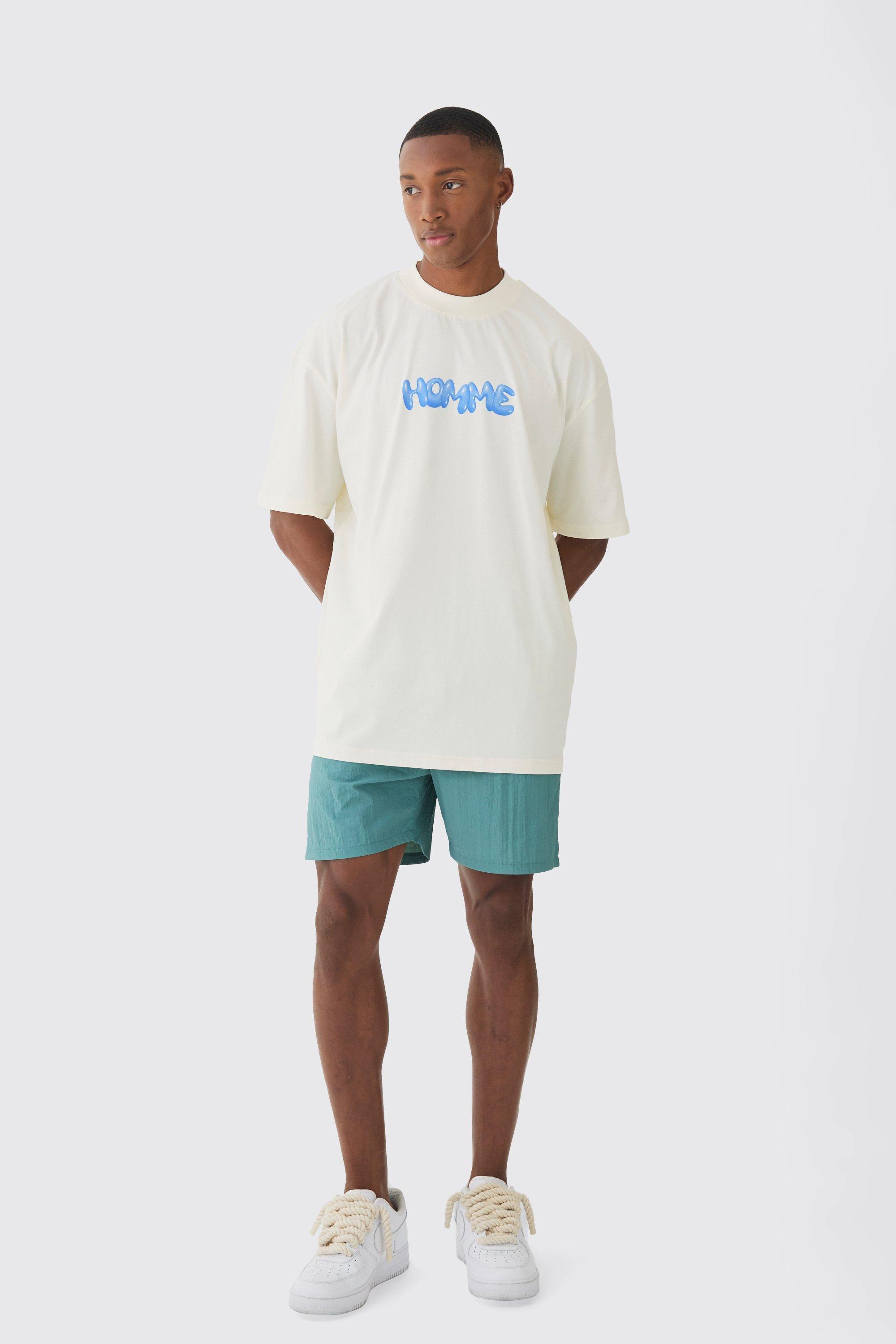 Oversized Extended Neck Homme T-shirt & Swim Short Set | boohooMAN USA Product Image