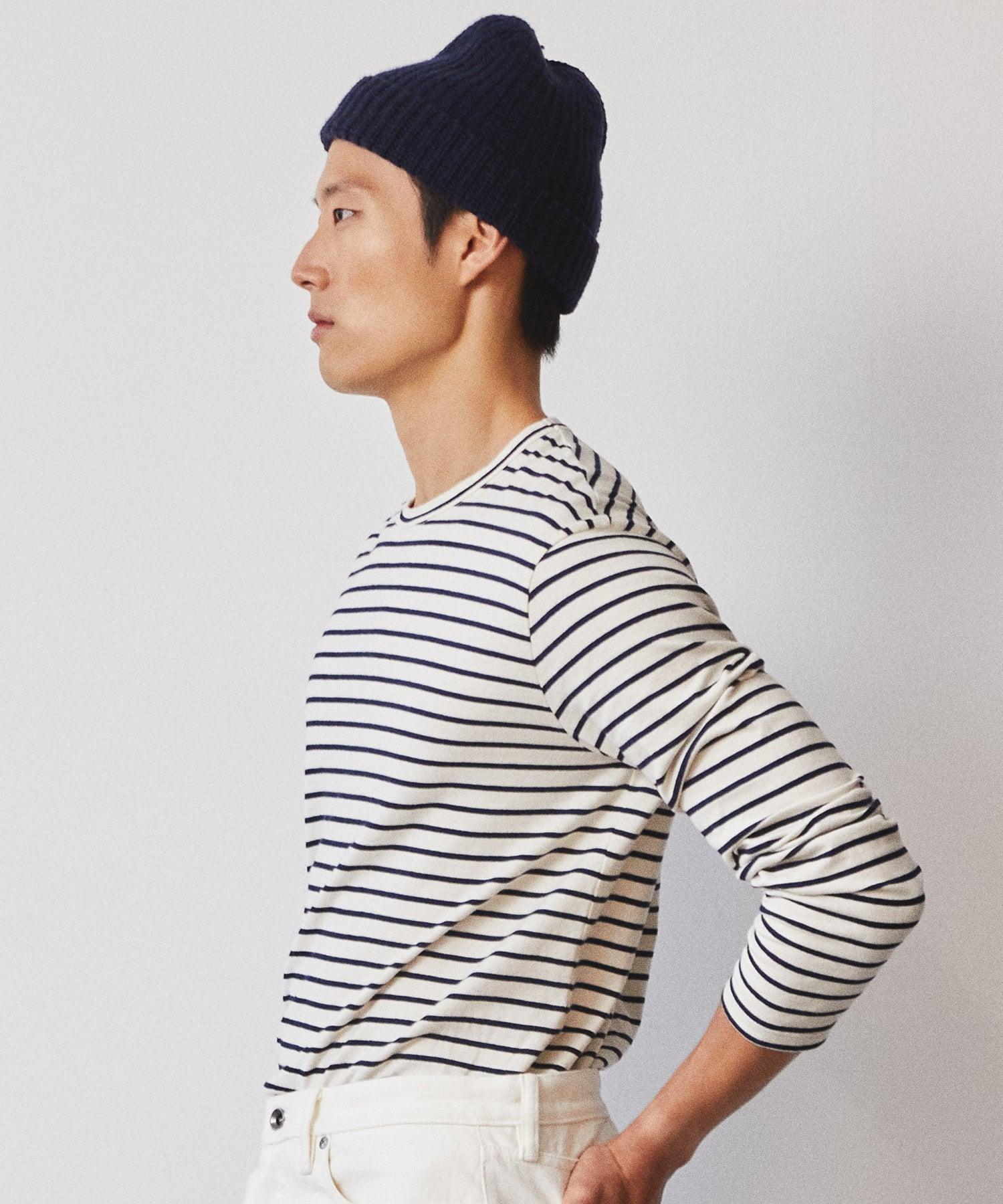 Italian Recycled Cashmere Beanie in Navy Product Image