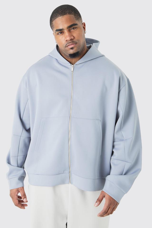 Plus Oversized Boxy Zip Through Scuba Hoodie | boohooMAN USA Product Image