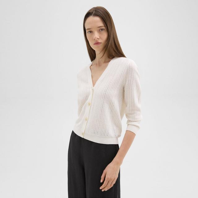 Linen-Viscose Cropped Cardigan | Theory Product Image