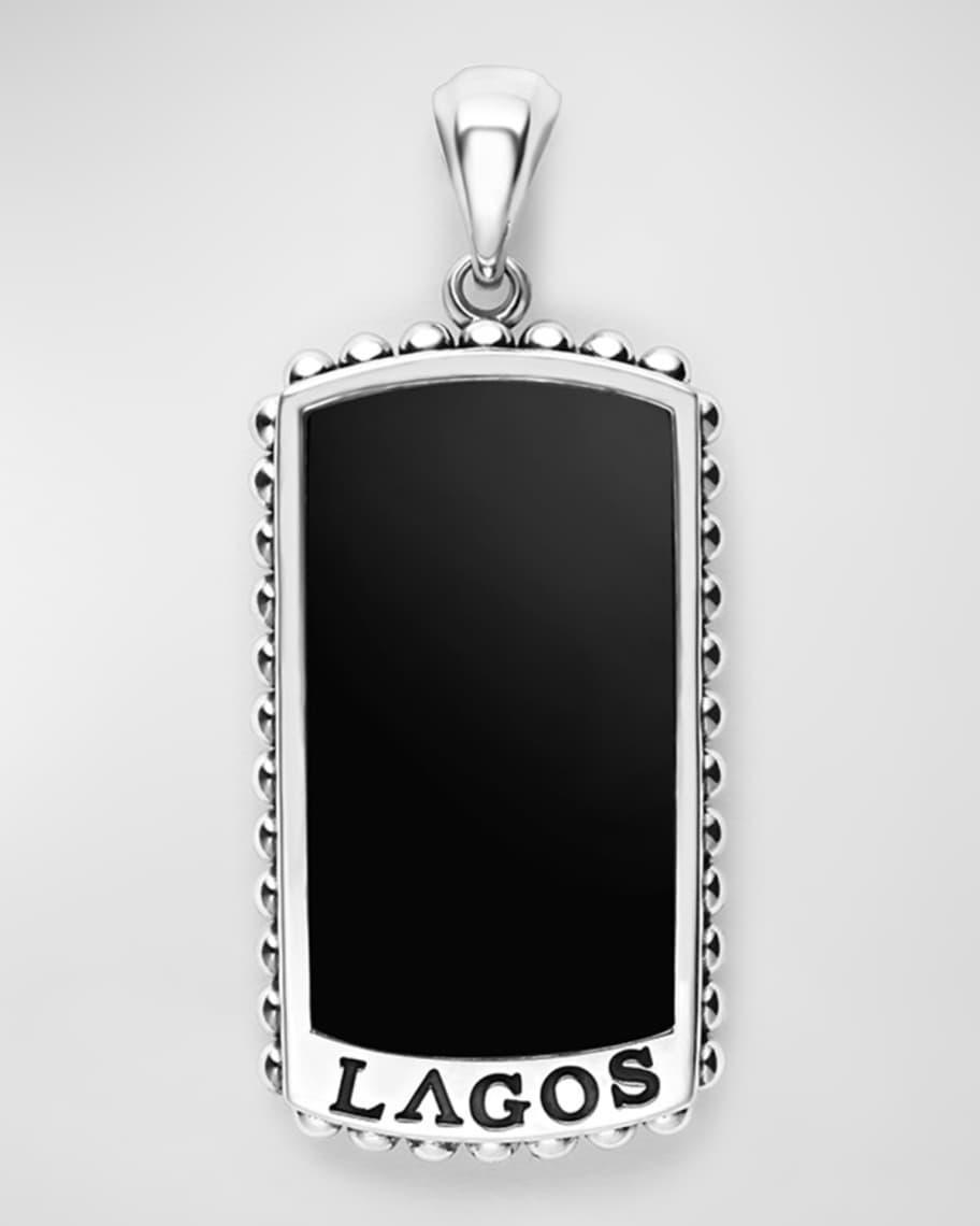 Mens Sterling Silver and Gemstone Anthem Tag Pendant, 40x21mm Product Image