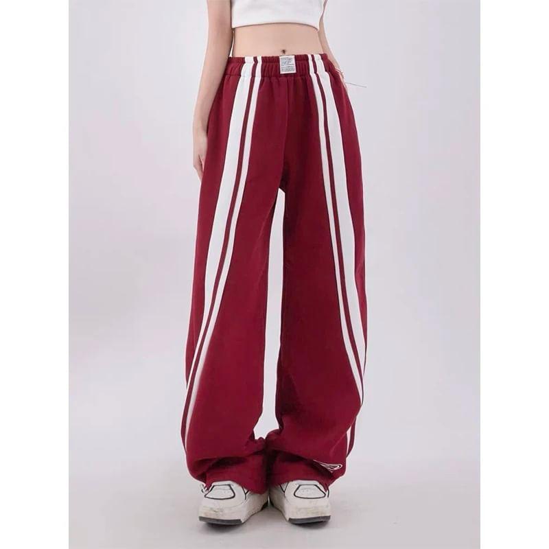 High Rise Striped Loose-Fit Wide-Leg Sweatpants Product Image