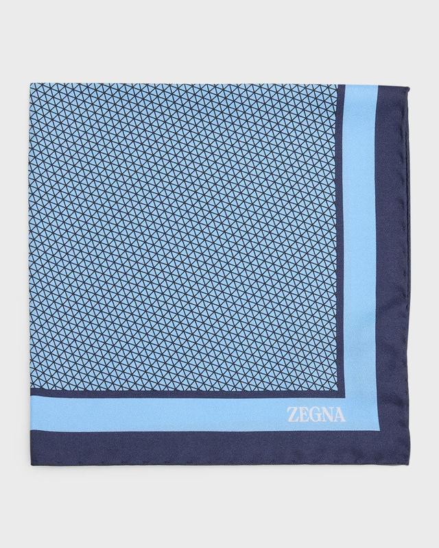 Mens Silk Geometric-Print Pocket Square Product Image