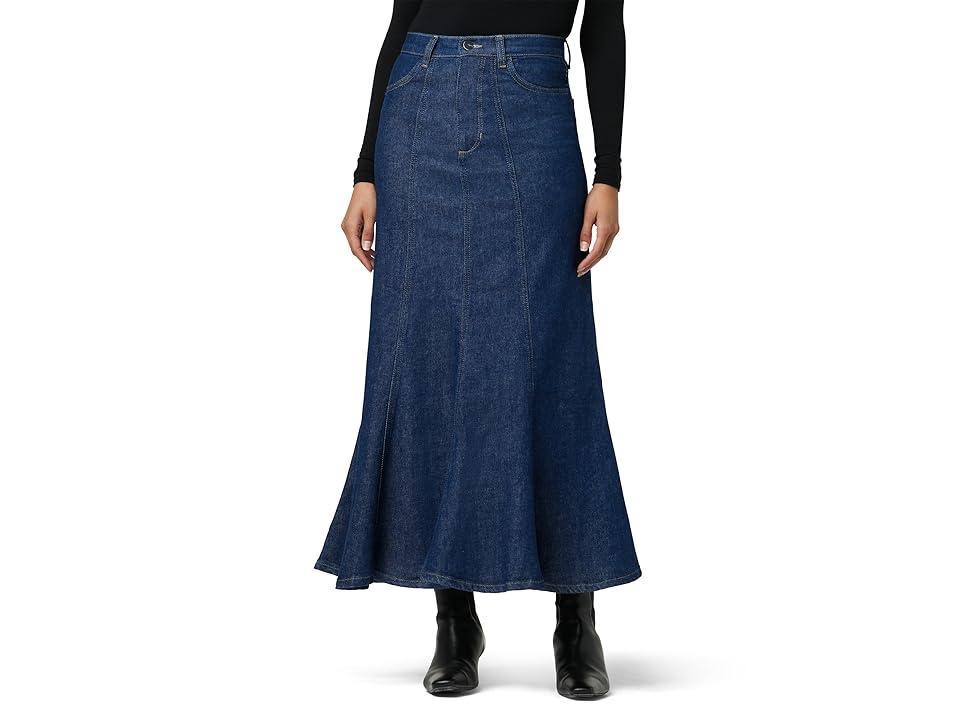 Womens Melanie Flared Denim Midi-Skirt Product Image