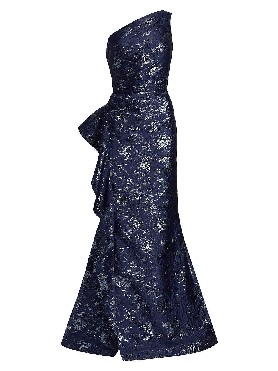 Womens Jacquard One-Shoulder Gown Product Image