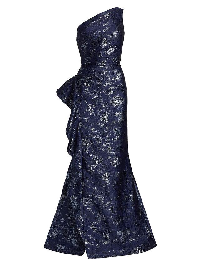 Womens Jacquard One-Shoulder Gown Product Image