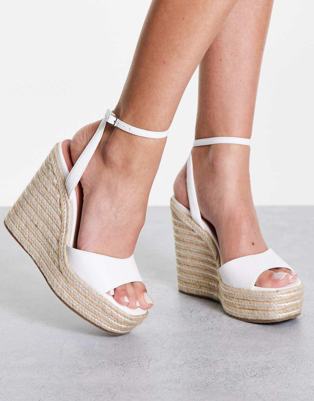 ASOS DESIGN Tasha espadrille wedges in white Product Image