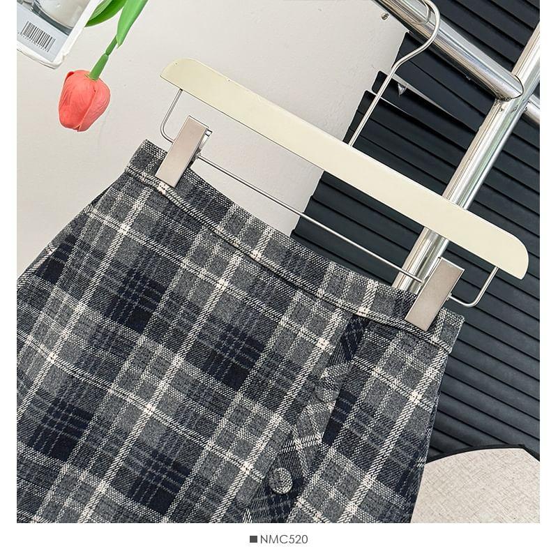 Plaid High-Waist Mini Skirt product image