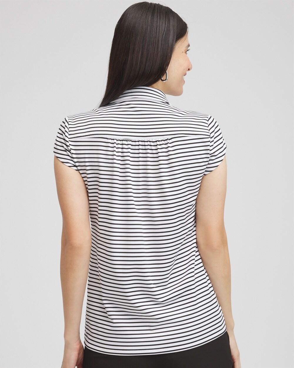 Women's Stripe Cap Sleeve Polo Top Product Image