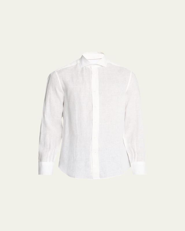 Mens Linen Classic-Fit Casual Button-Down Shirt Product Image