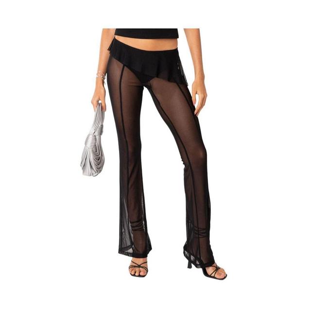 Womens Carsen Ruffle Sheer Mesh Pants Product Image