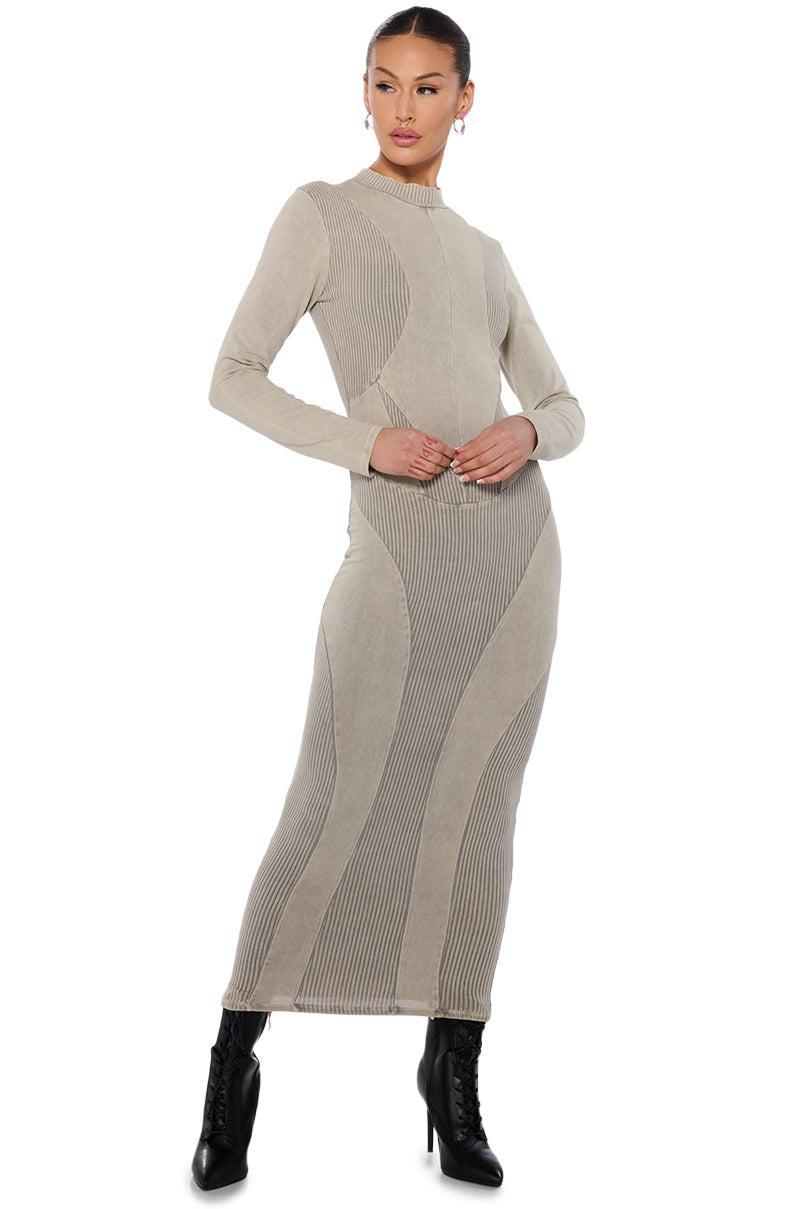 CLAIRA MINERAL WASH CONTOUR MIDI DRESS Product Image