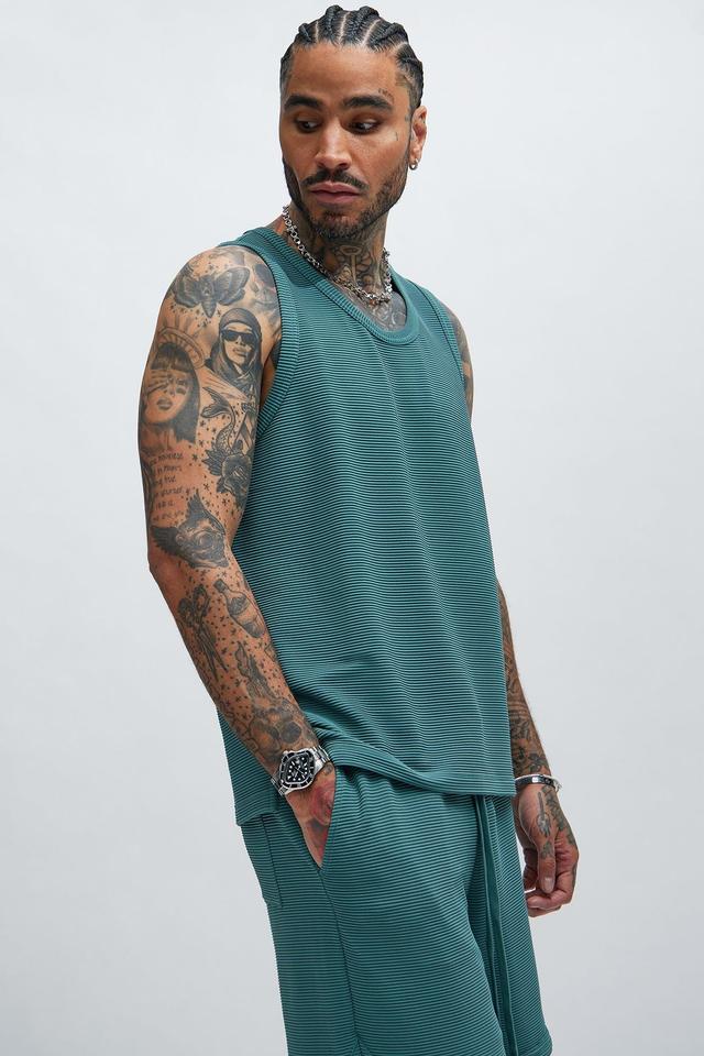 Zyler Textured Tank Top - Teal Product Image