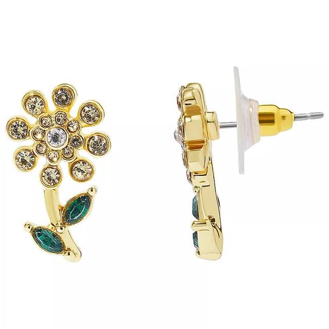 LC Lauren Conrad Gold Tone Yellow Crystal Stone Flower Drop Earrings, Womens Product Image