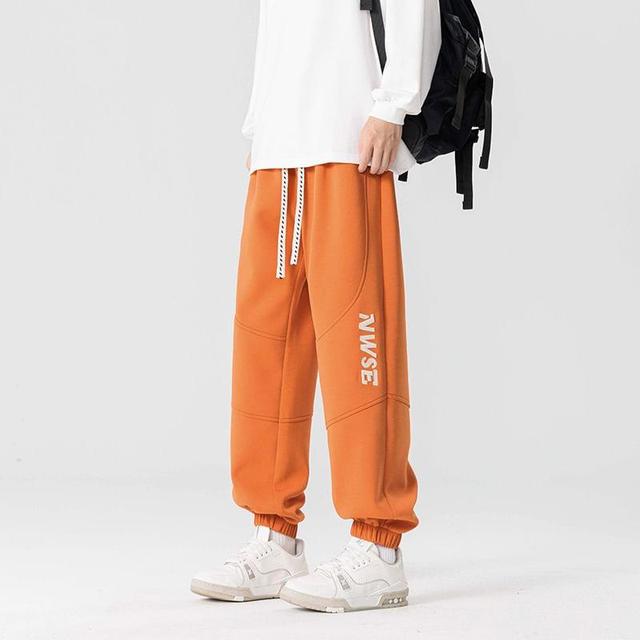 Drawstring Waist Lettering Baggy Sweatpants Product Image