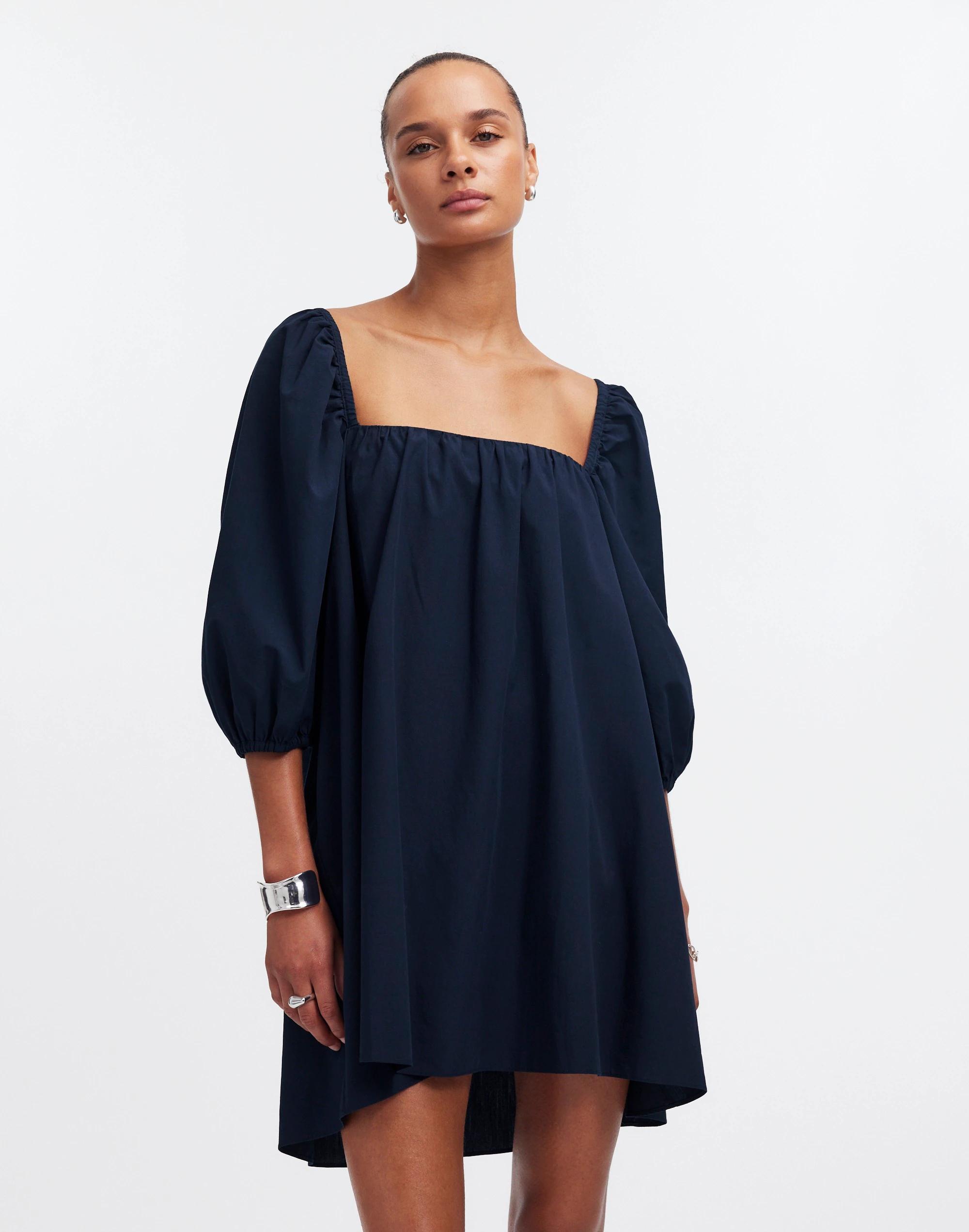 Square-Neck Puff-Sleeve Mini Dress Product Image