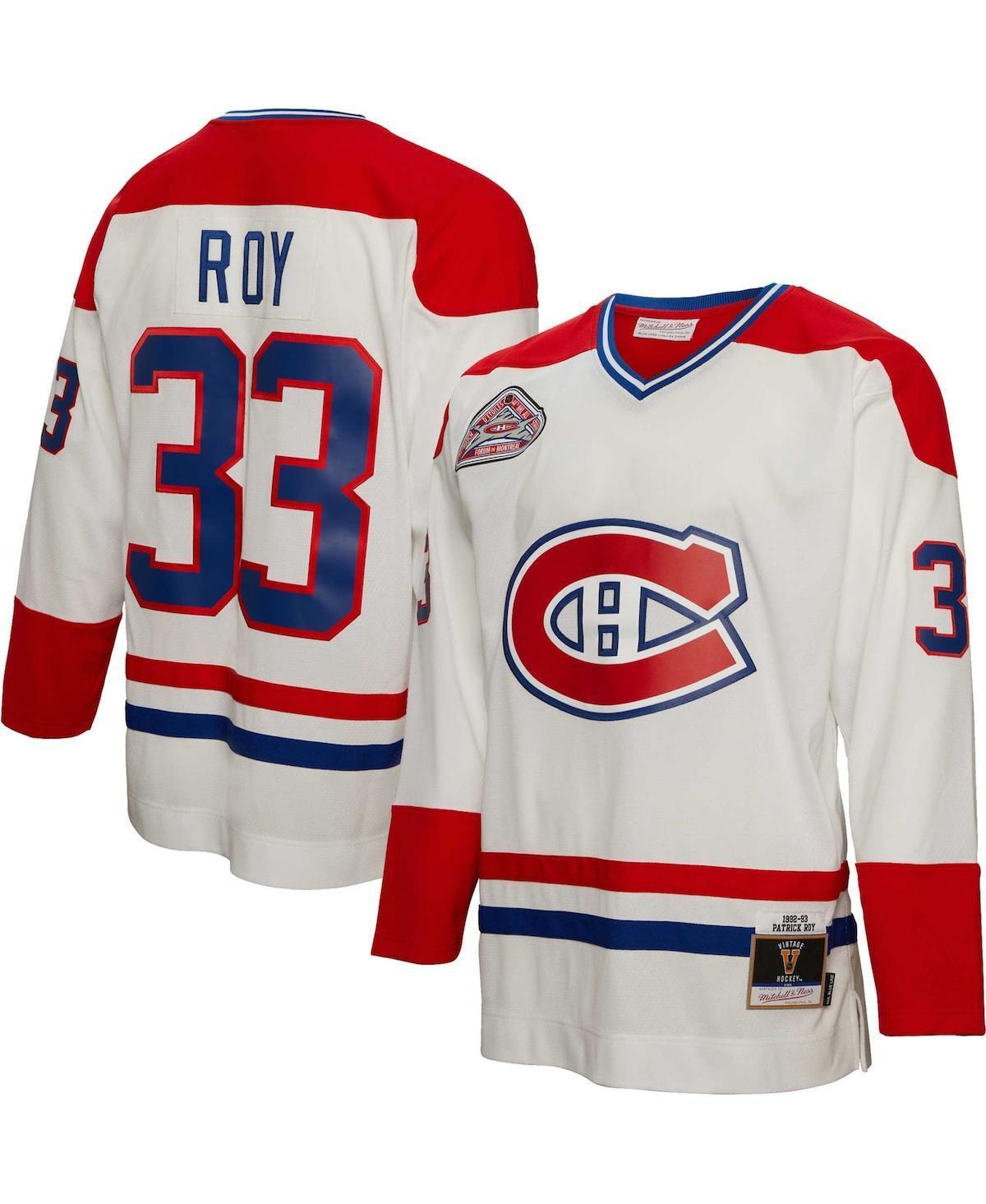 Mens Mitchell & Ness Patrick Roy White Montreal Canadiens 1992 Blue Line Player Jersey - White Product Image