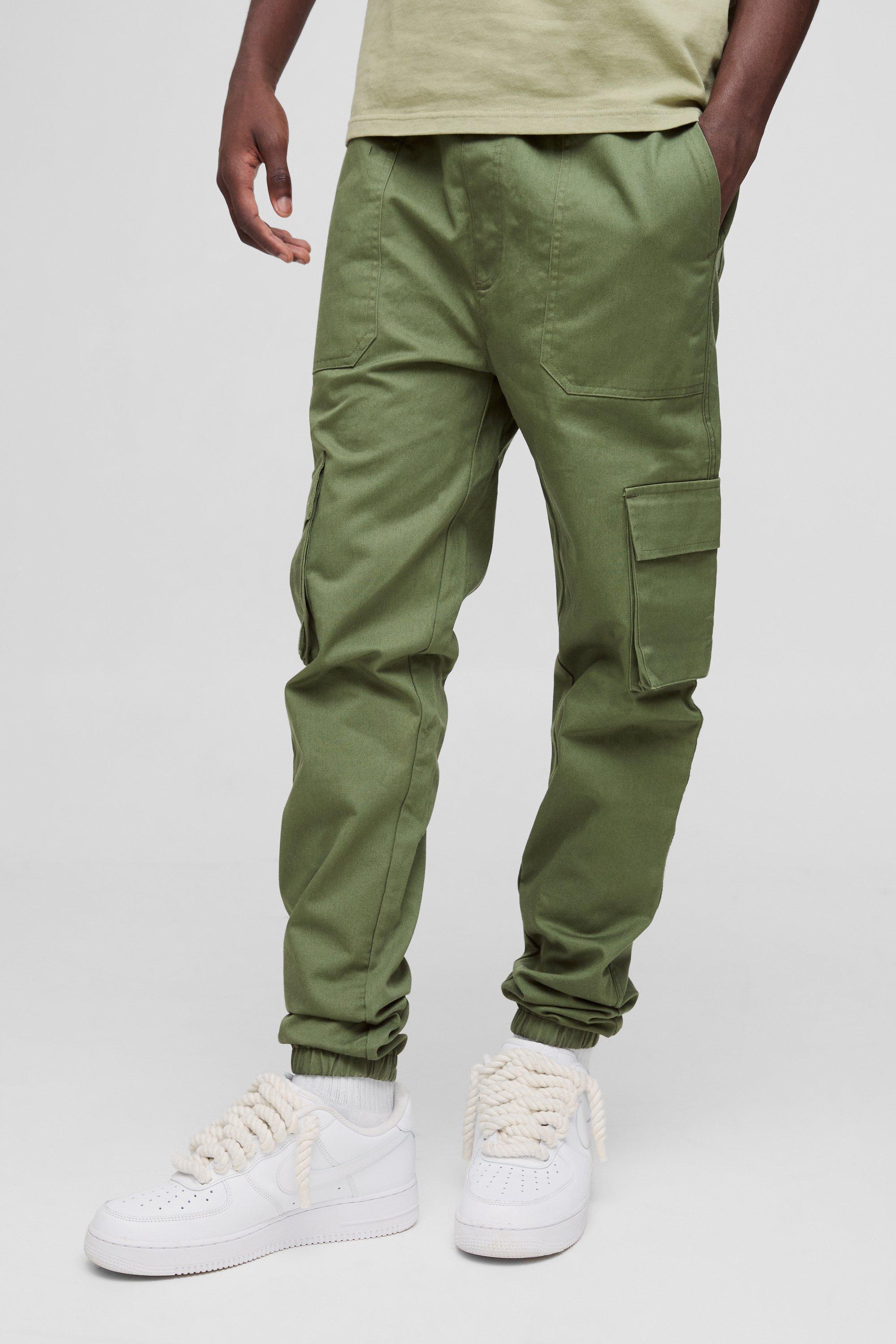 Skinny Fit Elasticated Waist Cuffed Cargo Trousers | boohooMAN USA Product Image