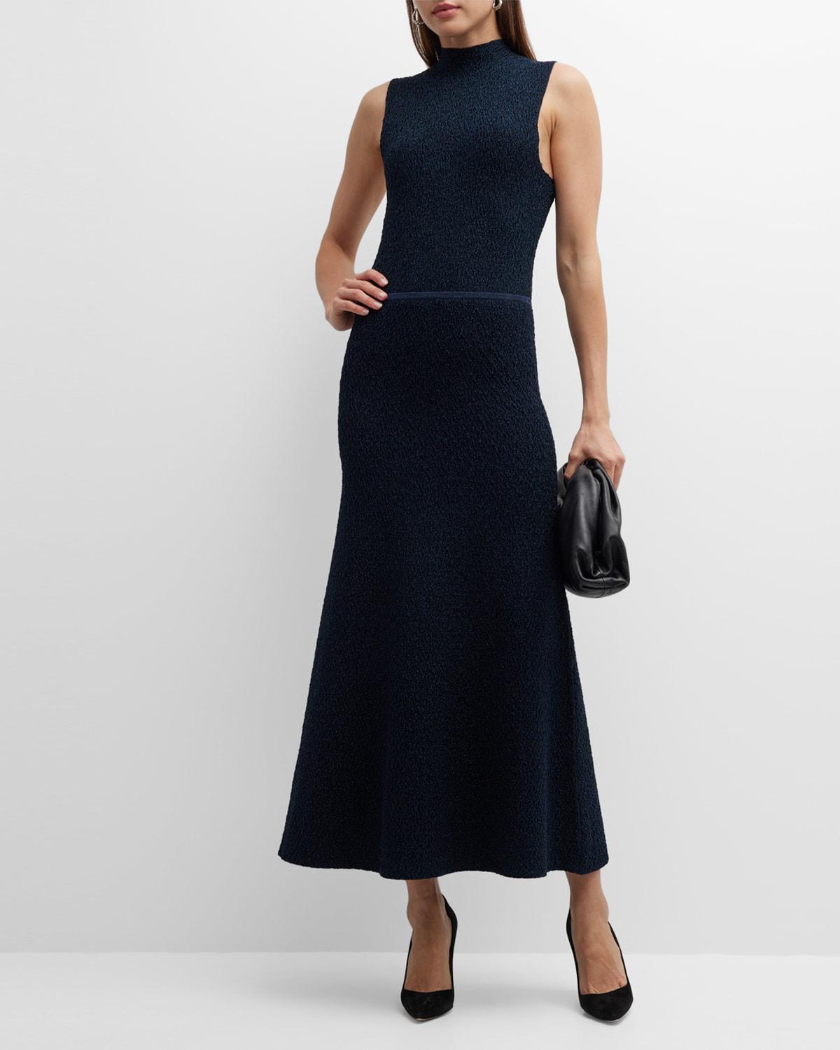 Metallic Mock-Neck Sleeveless Midi Dress Product Image