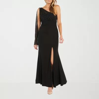 Sophia Cristina One Shoulder Womens Sleeveless Embellished Evening Gown Product Image