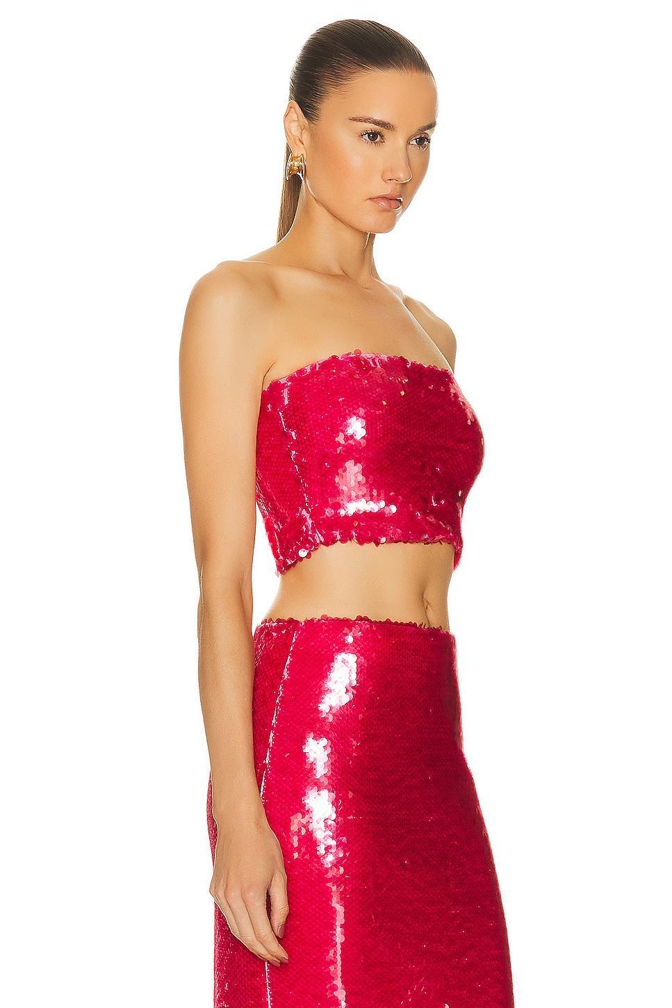 Lapointe Stretch Sequin Tube Top in Red Product Image