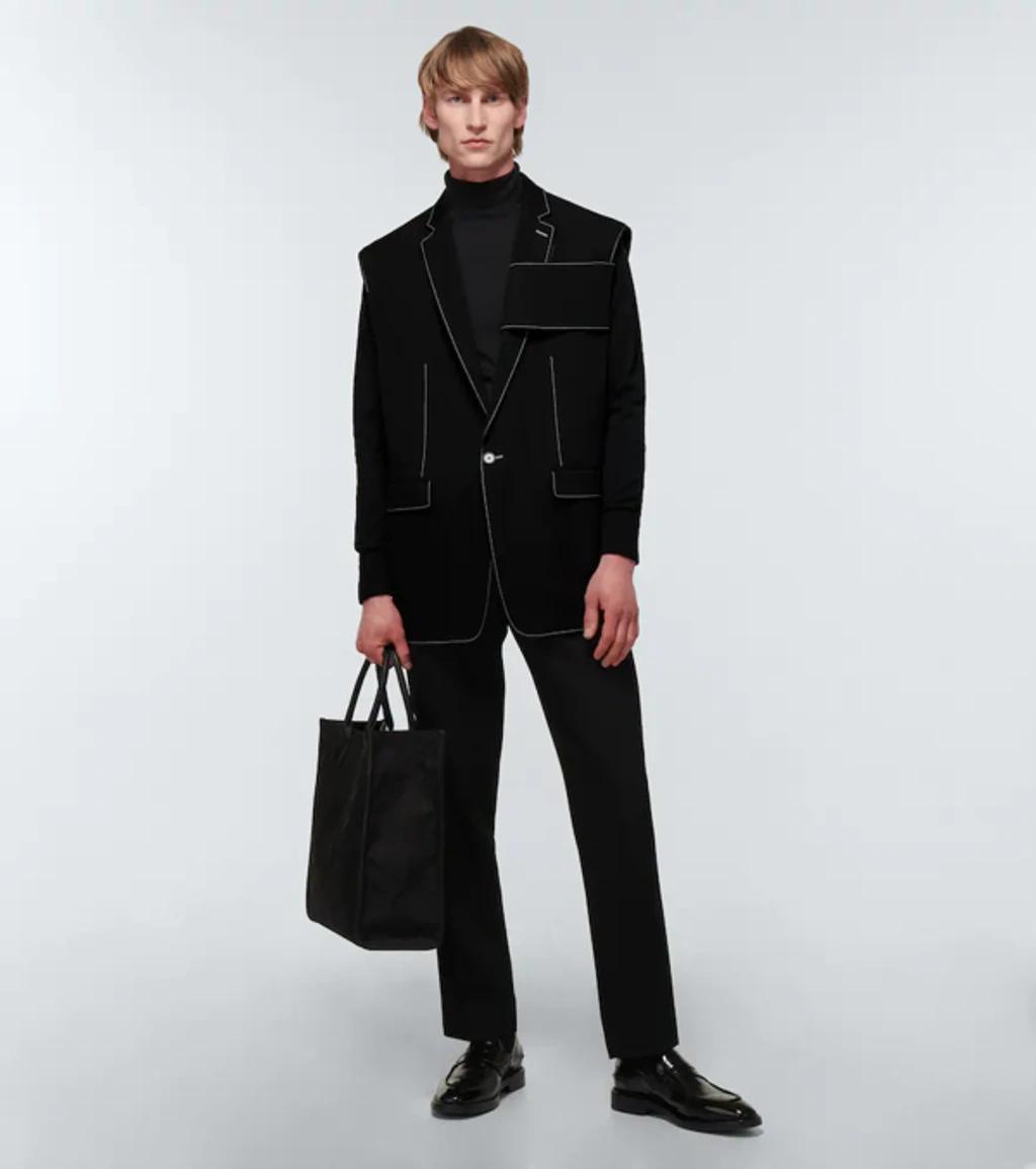 Wool Jacket With Contrasting Stitching In Black Product Image