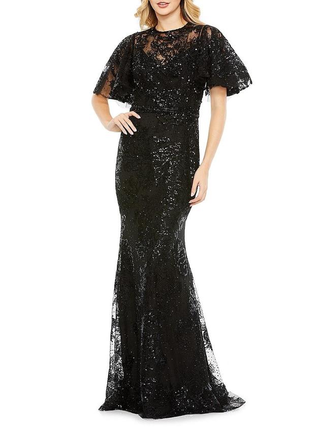 Mac Duggal Embellished Flutter Sleeve Mermaid Gown Product Image