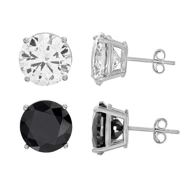 1913 Mens Stainless Steel Cubic Zirconia Two Piece Stud Earring Set, Multicolor Product Image