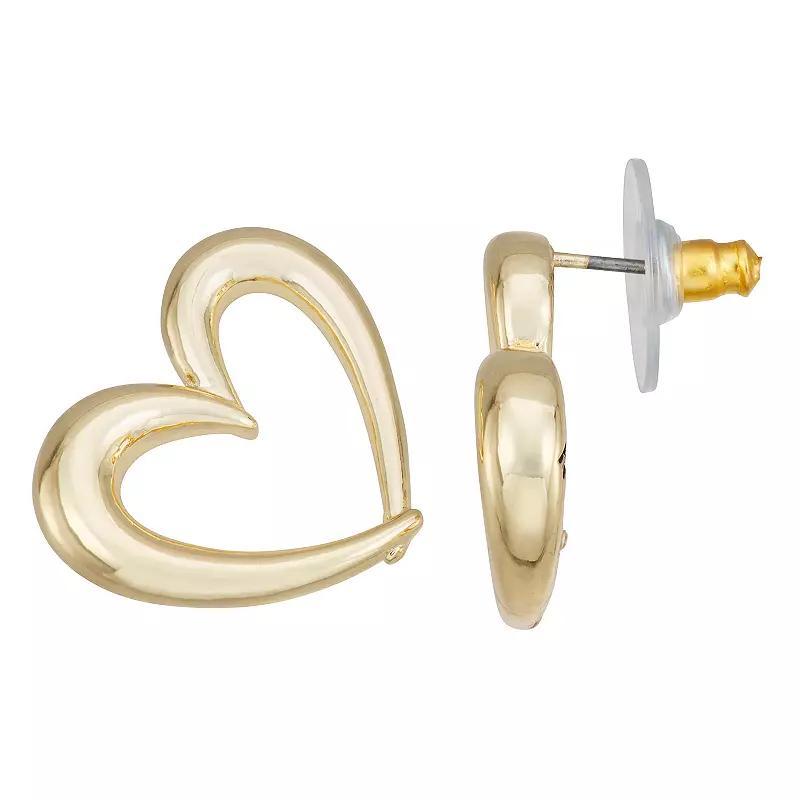 Womens Nine West Gold Tone Pendant Puffy Heart Stud Post Earrings Product Image