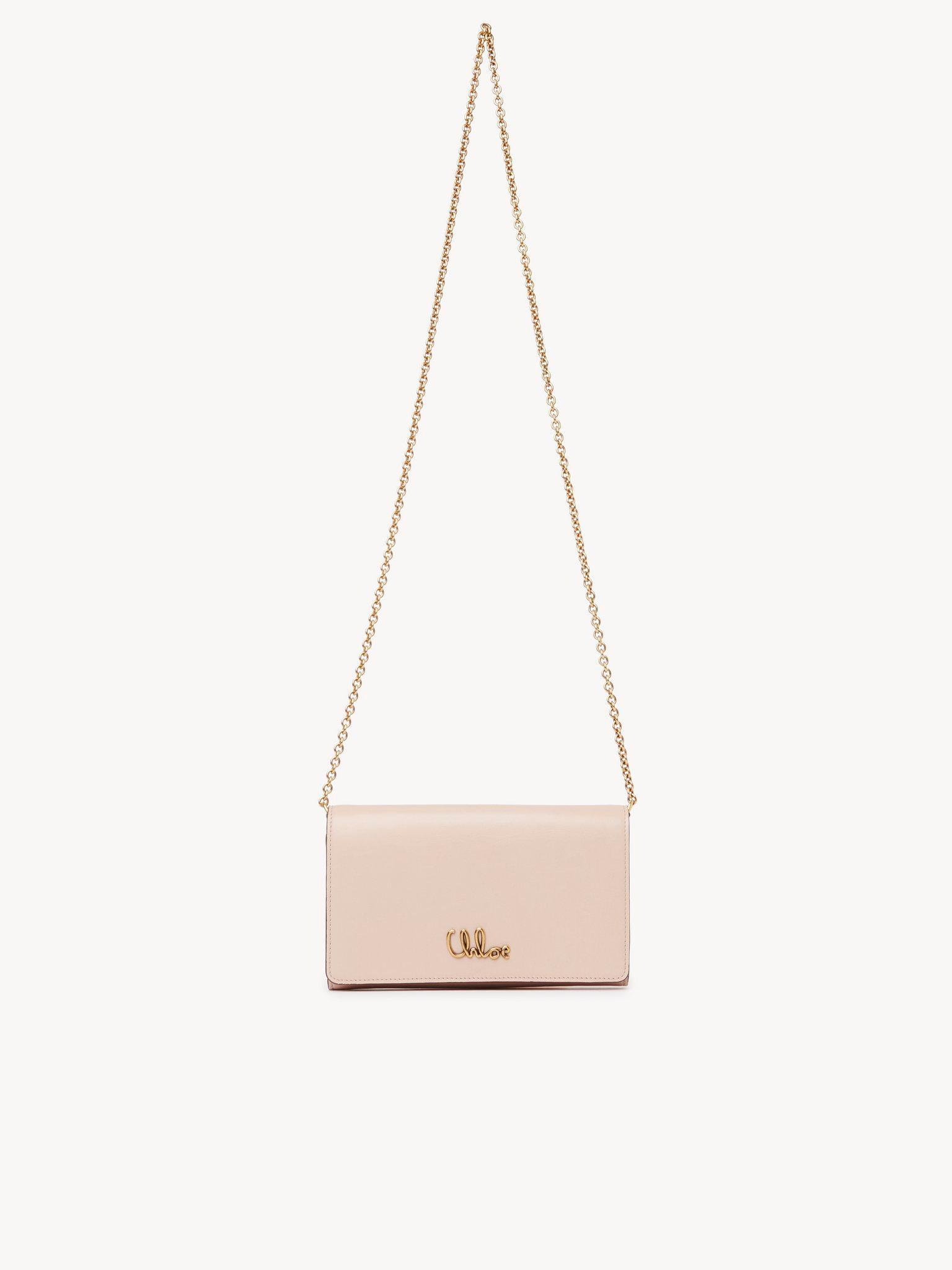 Chloé Iconic flap wallet on chain in shiny leather Product Image