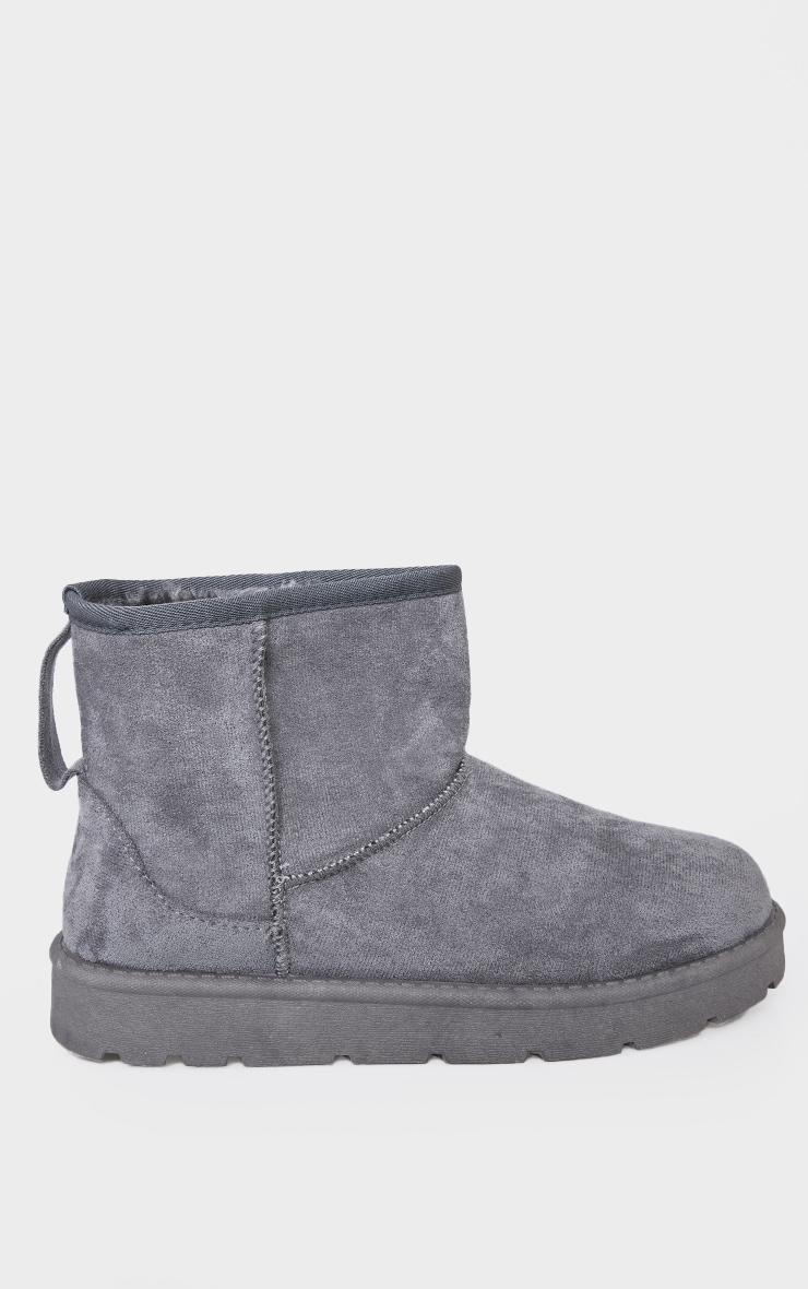 Grey Faux Suede Cleated Ankle Boots Product Image