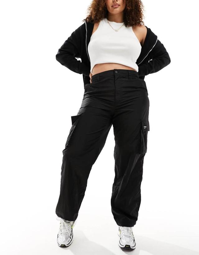 Dr Denim Plus Faye nylon cargo pants in black chrome Product Image