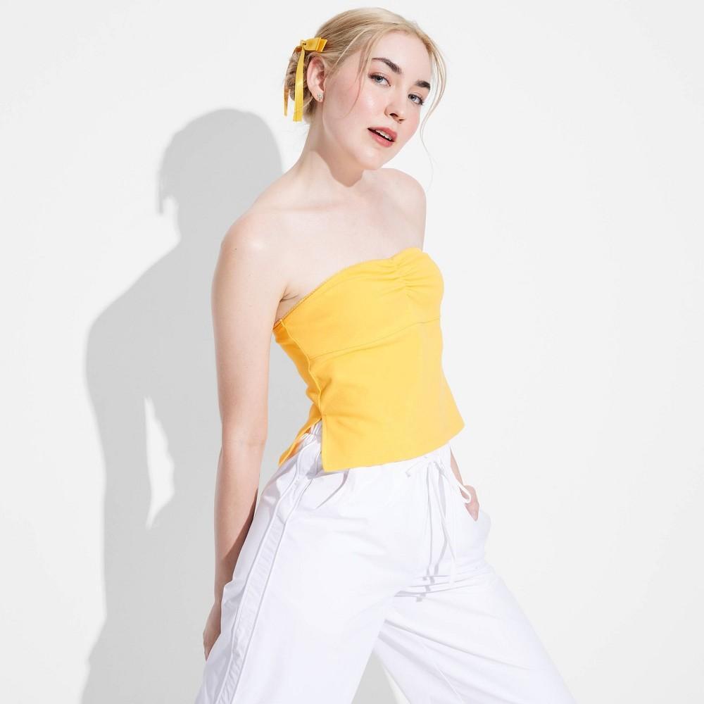 Womens Game Day Ribbed Tube Top - Wild Fable Yellow XS product image