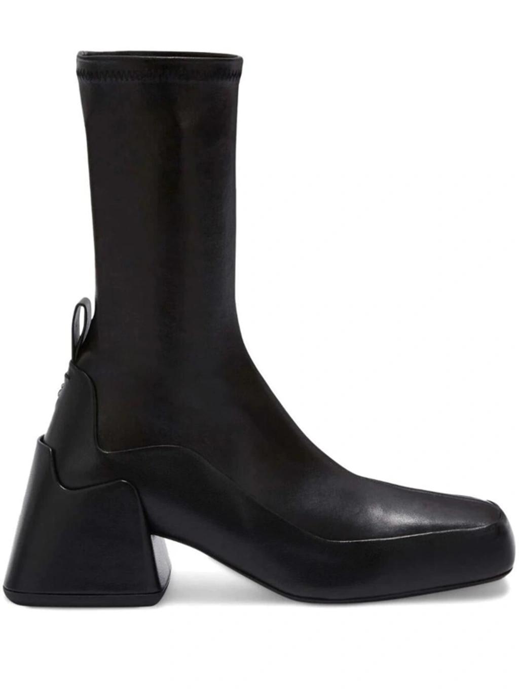 Block-heel Leather Boots In Black product image