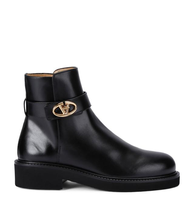 VALENTINO GARAVANI Leather Vlogo Locker Boots In Black Product Image