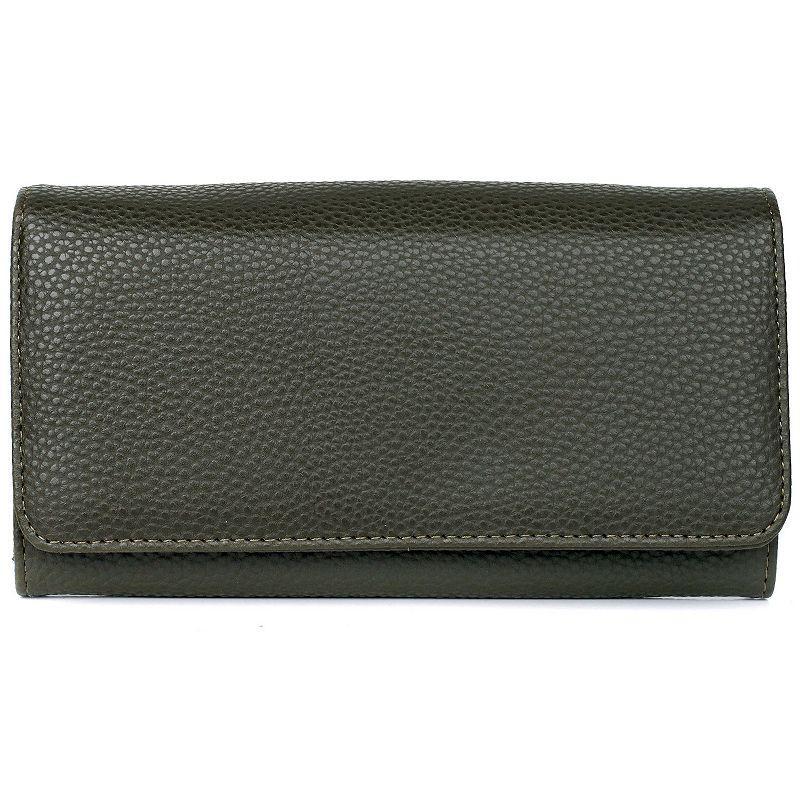 Julia Buxton Solid Pebble Faux Leather Bianca Wallet, Green Product Image