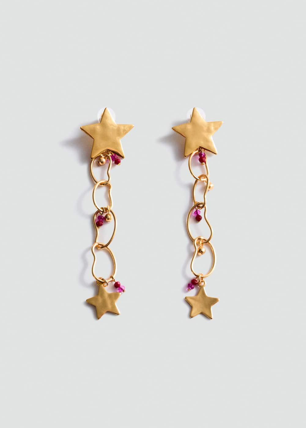 MANGO - Long star earrings - One size - Women Product Image