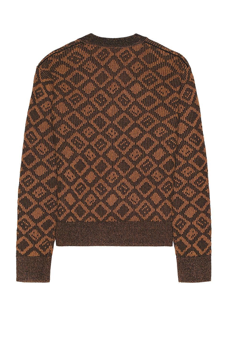 Acne Studios Kerid Tiles Face Cardigan in Toffee Brown & Black - Brown. Size S (also in ). Product Image