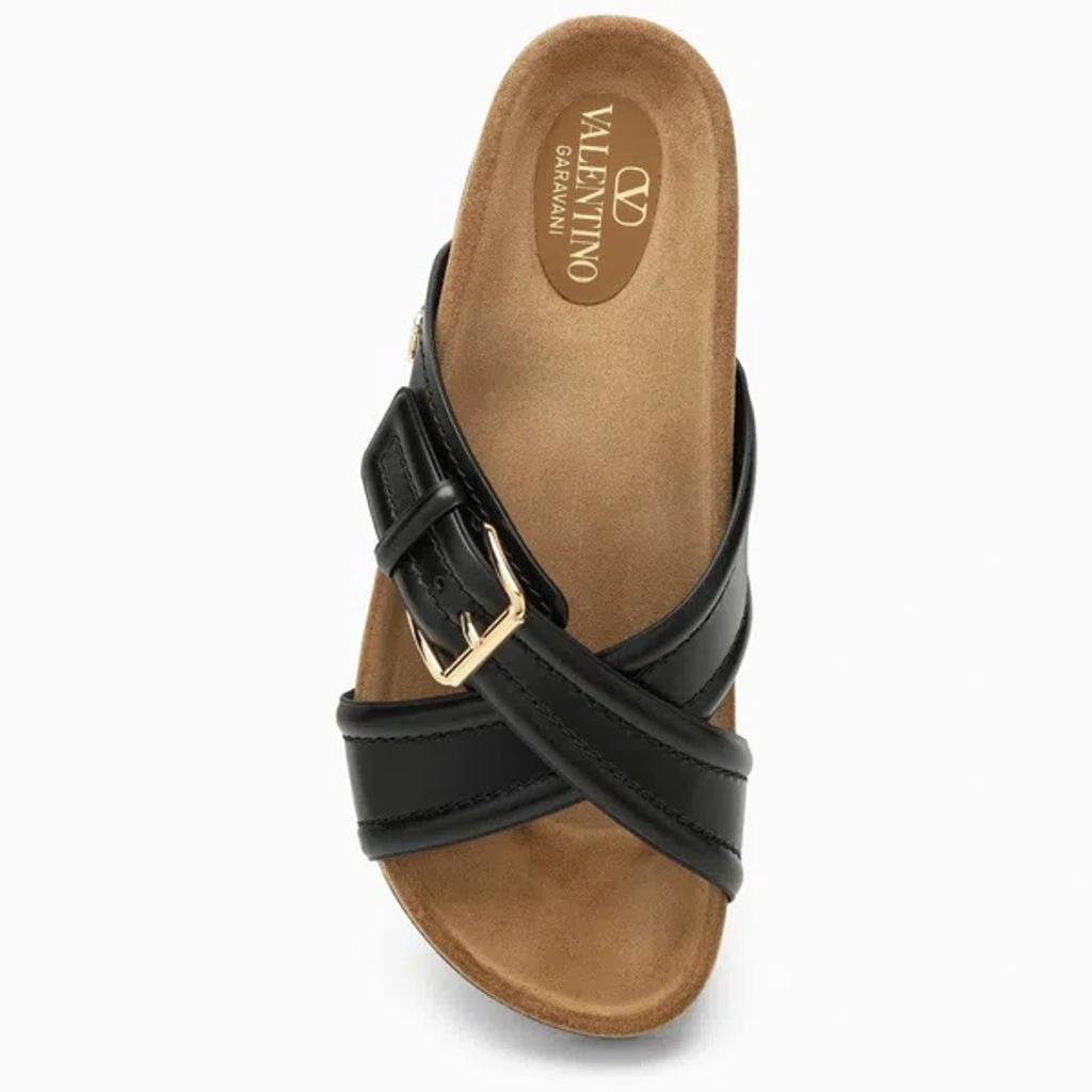 VALENTINO GARAVANI Fussfriend Buckled Leather Slides In Black Product Image