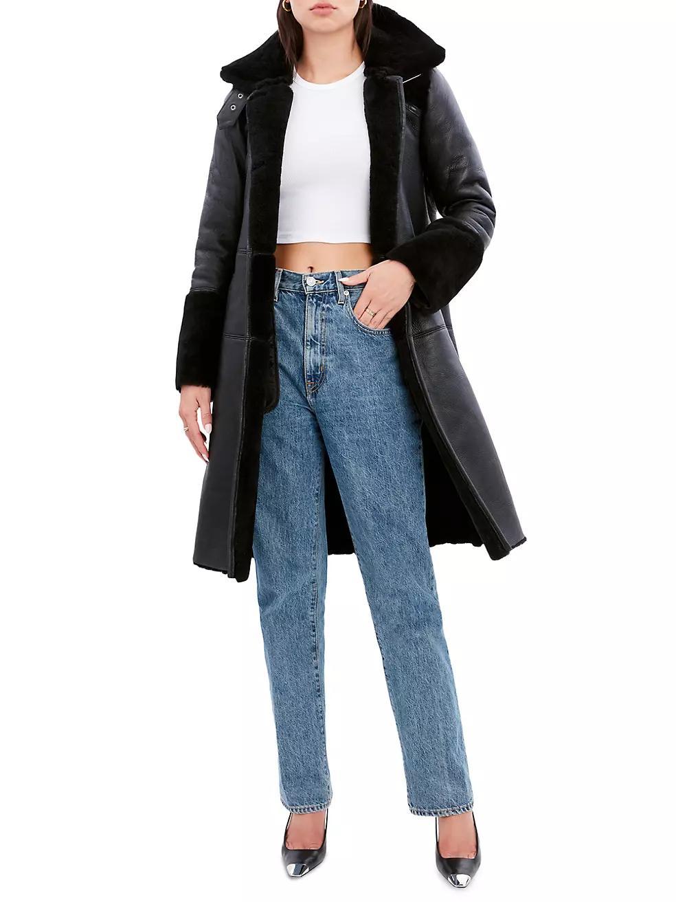 Astrid Shearling & Leather Trim Coat Product Image