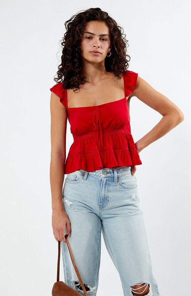 Women's Ruffle Lace Babydoll Top Product Image