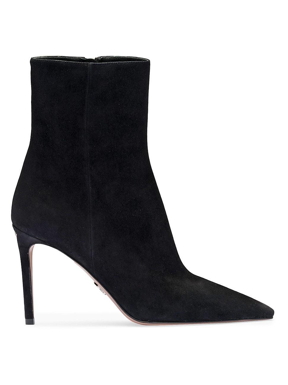 Womens High Heeled Suede Booties Product Image