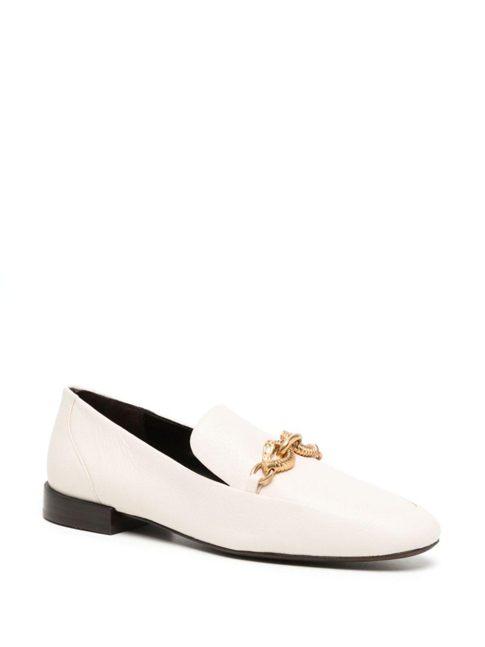 TORY BURCH Jessa Leather Chain Loafers In Light Cream Gold Product Image