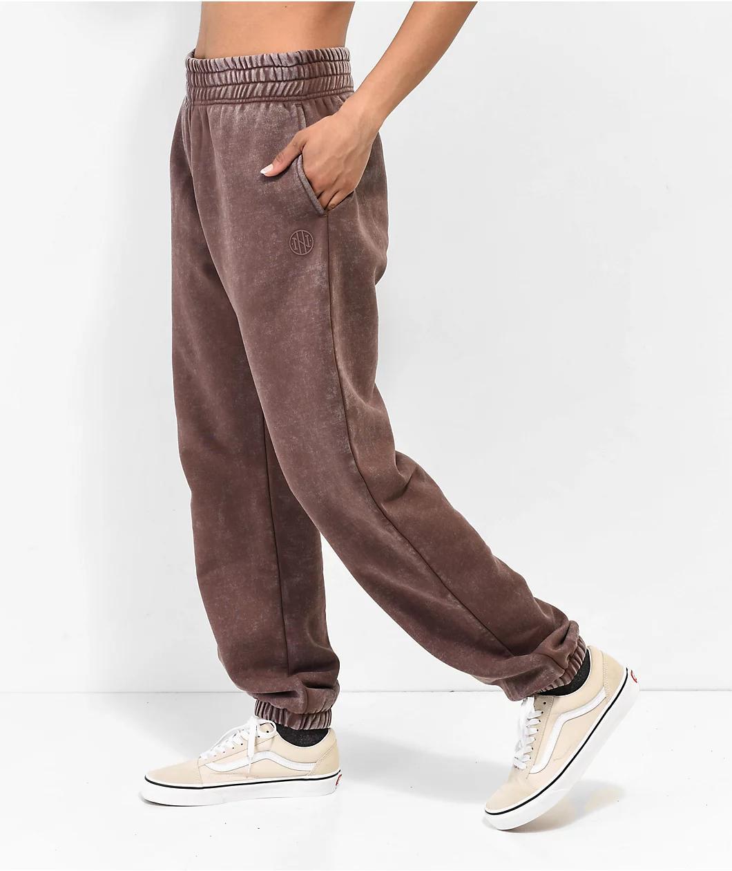 Ninth Hall Fundamentals Sibyl Brown Mineral Wash Relaxed Sweatpants Product Image