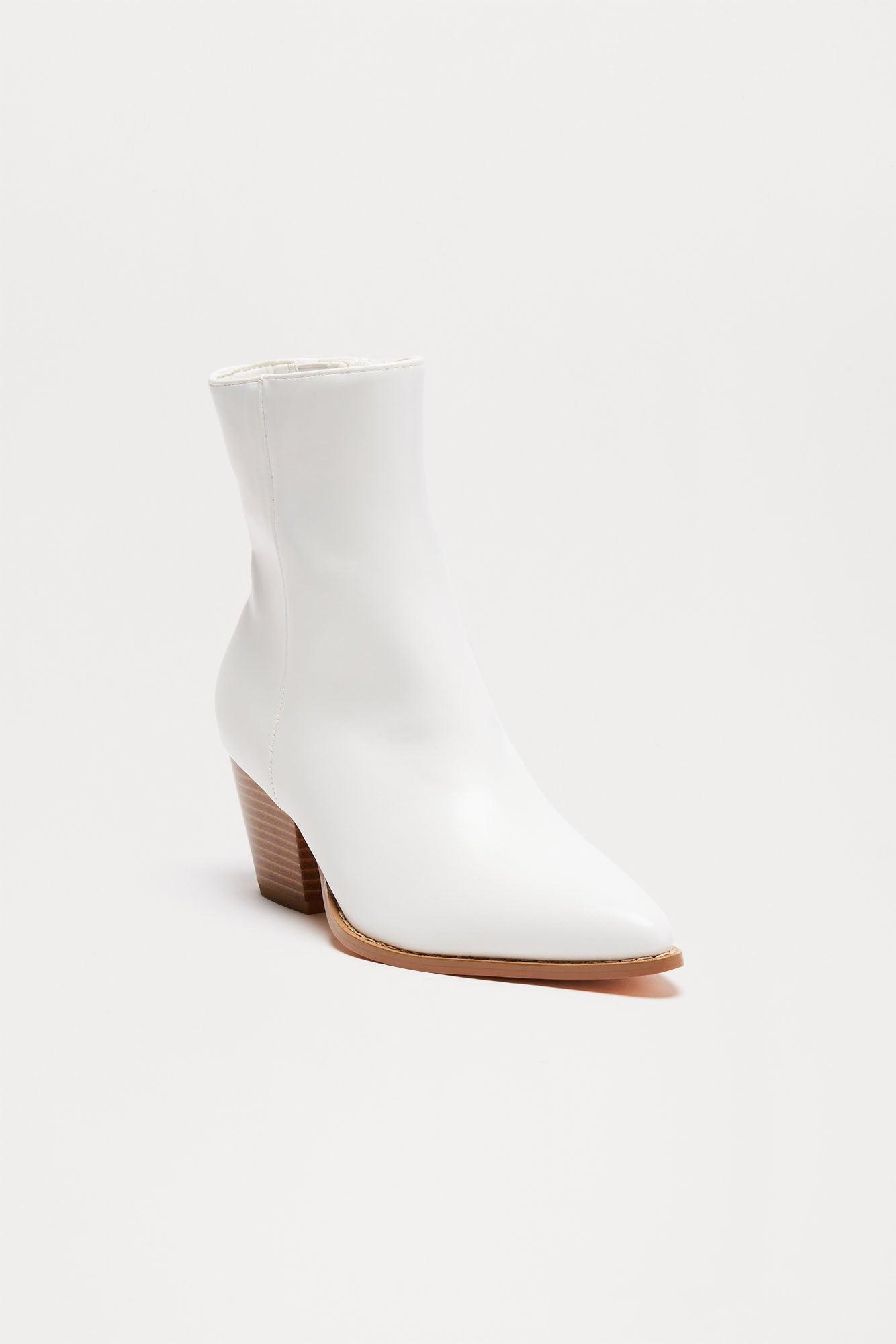 Braxton Heeled Booties - White Product Image